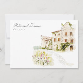 Tuscany Watercolor Italienskt rehearsal Dinner Car Tack Kort