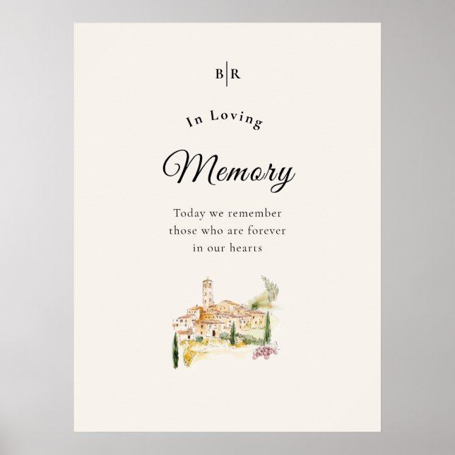 Tuscany Wedding In Loving Memory Sign Poster (Framsidan)