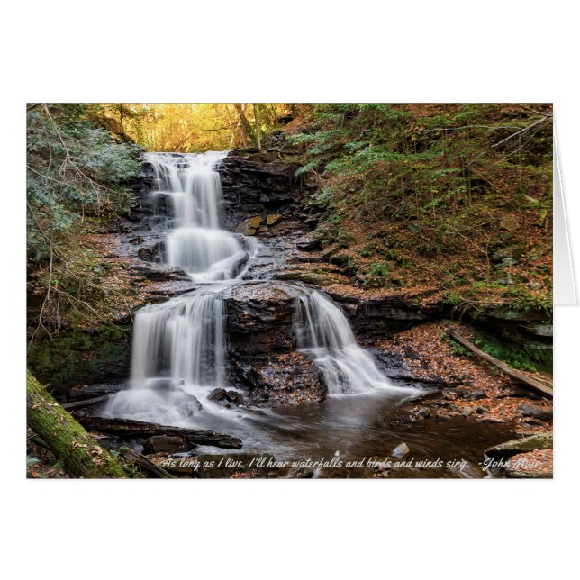 Tuscarora Falls på Ricketts Glen Note Card Hälsningskort (Framsidan Horizontal)