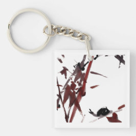 Tuschekunst mit Schnecke und Rotem Bambus