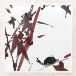 Tuschekunst mit Schnecke und Rotem Bambus