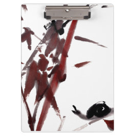 Tuschekunst mit Schnecke und Rotem Bambus