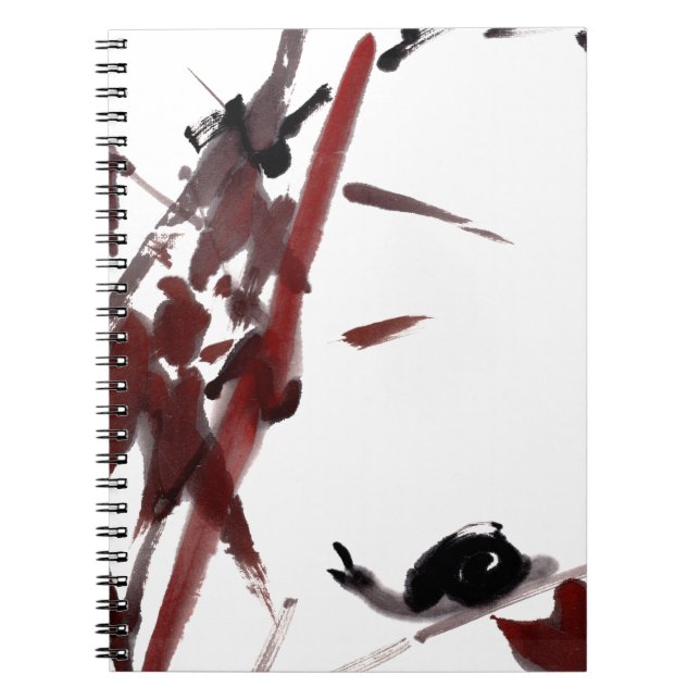 Tuschekunst mit Schnecke und Rotem Bambus Anteckningsbok (Framsidan)