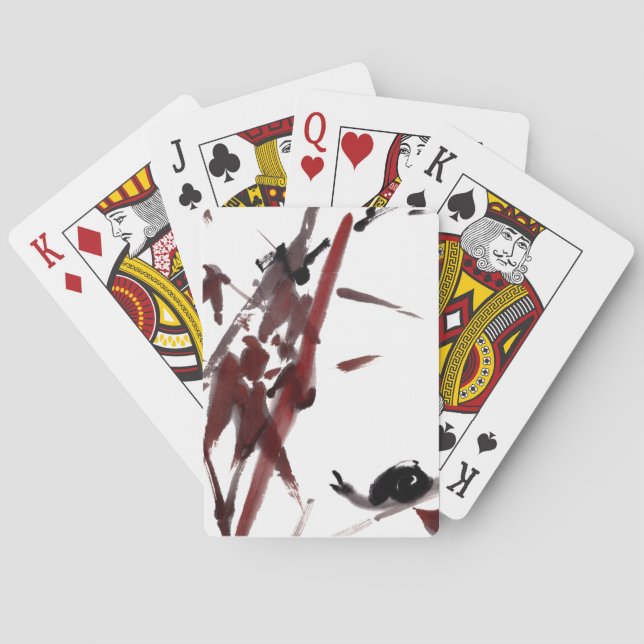Tuschekunst mit Schnecke und Rotem Bambus Casinokort (Baksidan)