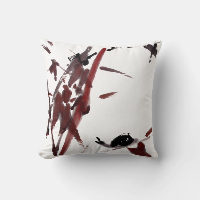 Tuschekunst mit Schnecke und Rotem Bambus Kudde (Framsida)