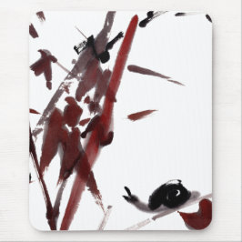 Tuschekunst mit Schnecke und Rotem Bambus Musmatta