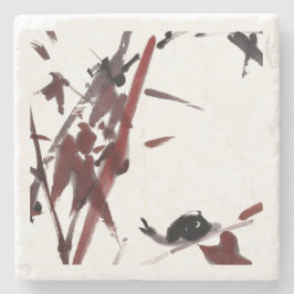 Tuschekunst mit Schnecke und Rotem Bambus Stenunderlägg