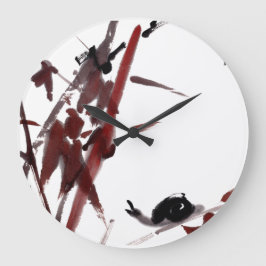 Tuschekunst mit Schnecke und Rotem Bambus Stor Klocka