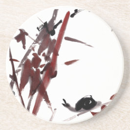 Tuschekunst mit Schnecke und Rotem Bambus Underlägg