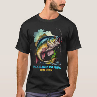 Tusen öar New York Fiskeutflykt Fiskarutrustning T Shirt