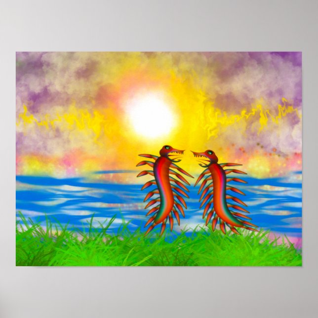 Tusenfotingar som slåss på stranden poster (Framsidan)