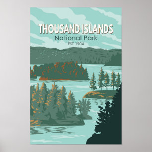 Tusenöarnas nationalpark Kanada Vintage Poster