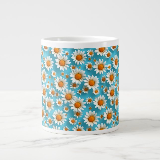 Tusenskön söt vit blommor jumbo mugg (Framsidan)