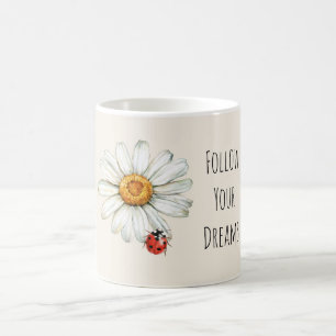Tusensköna Blomma Röd Svart Nyckelpiga Kaffemugg