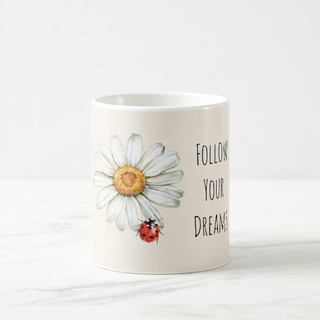 Tusensköna Blomma Röd Svart Nyckelpiga Kaffemugg (Center)