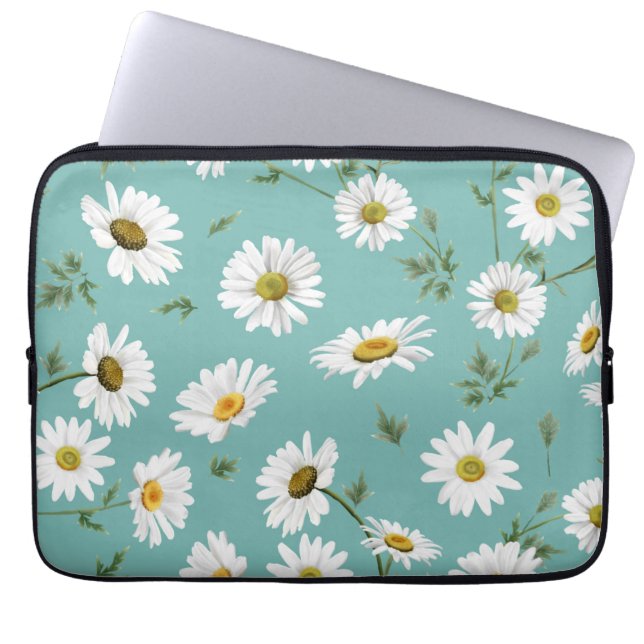 Tusenskönamönster, turkos bakgrund laptop fodral (Framsidan)