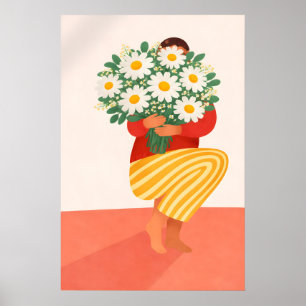 Tusenskönas Bukett Kvinna Affisch, Färgrik Blomma Poster