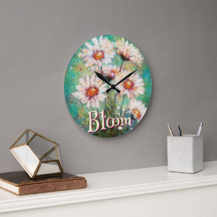 Tusenskönas Impressionistiska Blommiga Turkos Pers Stor Klocka