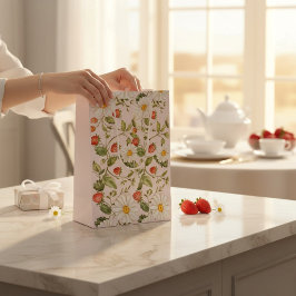Tusenskönas Jordgubbs Blommiga Mönster Ljust Rosa