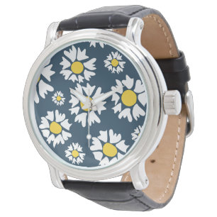 Tusenskönemönster, Blommönster, Vita tusenskönor Armbandsur