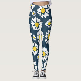 Tusenskönemönster, Blommönster, Vita tusenskönor Leggings