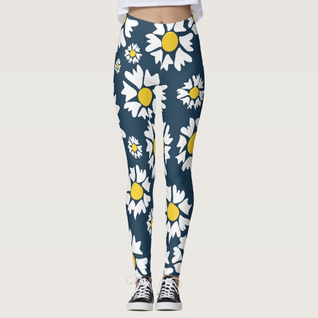 Tusenskönemönster, Blommönster, Vita tusenskönor Leggings (Framsida)