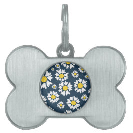 Tusenskönemönster, blomster mönster, vita tusenskö ID-bricka husdjur