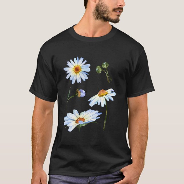 Tusenskönemönster för botanisk skiss blommande t shirt (Framsida)