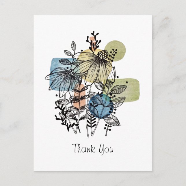 Tusenskönhetskrabat i bläck och akvarell vykort (Framsida)