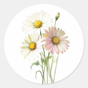 Tusenskönor akvarell blomma modern professionell runt klistermärke