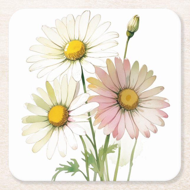 Tusenskönor akvarell blomma modern professionell underlägg papper kvadrat (Framsidan)