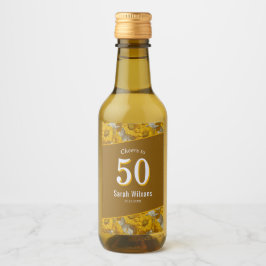 Tusenskönor Blommig 50-årsdag Man Gul Vinetikett