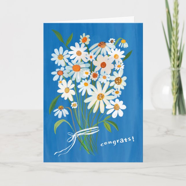 Tusenskönor Bouquet Handmålad Gouache Grattis  Kort (Framsida)