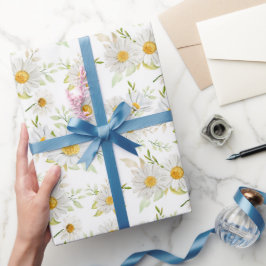 Tusenskönor Inpackningspapper, Vit Blommig Present Presentpapper