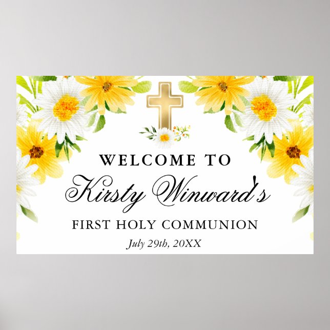 Tusenskönor och gula blommor Första kommunionen Poster (Framsidan)