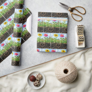 Tusenskönor och Zinnia Kärlekshjärta i Trädgården Presentpapper