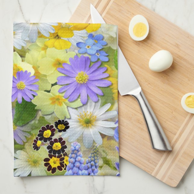 Tusenskönor, Primula, Narcisser Blommor Kökshandduk (Vikt i Fjärdedel)