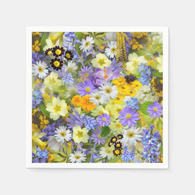 Tusenskönor, Primula, Narcisser Blommor Pappersservett (Framsidan)