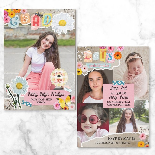 Tusenskönor utklipp Scrapbook Kollaexamen Inbjudningar (Skapare uppladdad)