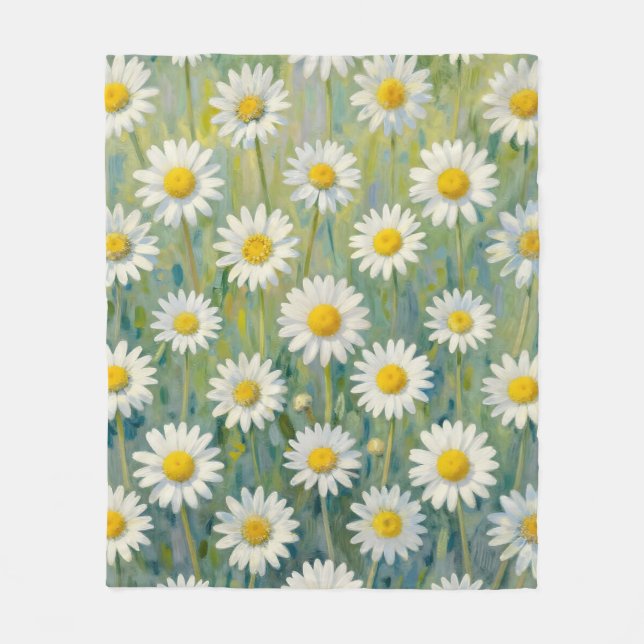 Tusenskönsäng Impressionistiskt Blommönster Fleecefilt (Framsidan)