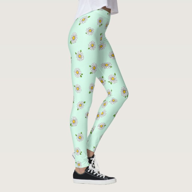 Tusenskönsblomma Söt Blommig Pastell Mönster Leggings (Höger)