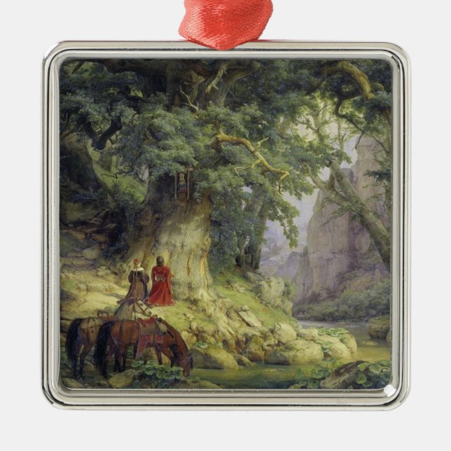 Tusentals år vid floden Träd (av Karl Lessing) Julgransprydnad Metall (Framsidan)