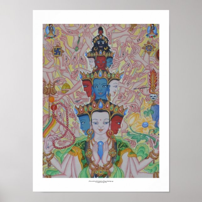 Tusentals-beväpnade Avalokiteshvara Poster (detalj (Framsidan)