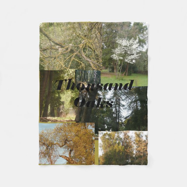 Tusentals Oaks-scener med ek och evergreens Fleecefilt (Framsidan)