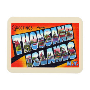 Tusentals öarna New York NY Large Brev vykort Magnet