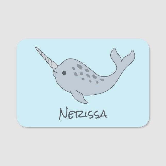 Tusked Narwhal namn bricka Namnbricka (Framsida)