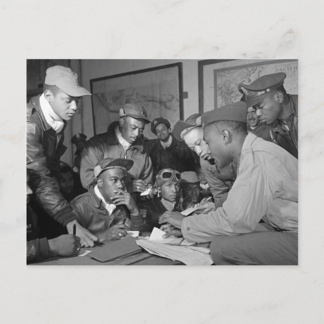 Tuskegee Airmen 332nd Fighter Group Pilots Vykort (Framsida)