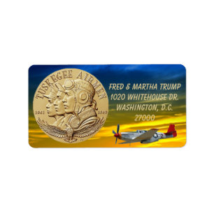 TUSKEGEE AIRMEN COIN ADRESSETIKETT