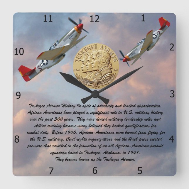 TUSKEGEE AIRMEN COIN FYRKANTIG KLOCKA (Framsida)