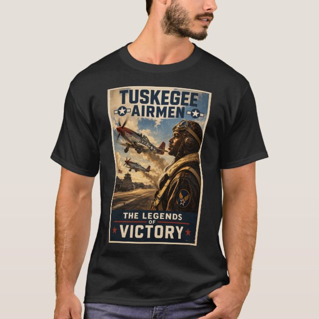 Tuskegee Airmen "Legends of Victory"-hyllning T Shirt (Framsida)